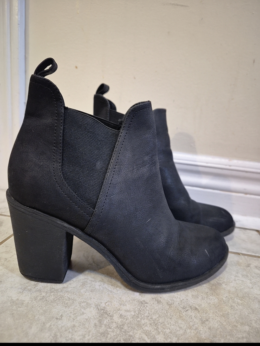 Divided Women’s Black Suede Ankle Boots - Classic Chelsea Heel